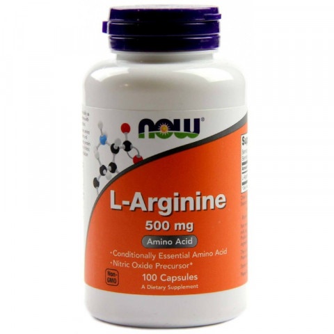 Снимка на L-Аргинин аминокиселини, Хранителна добавка, 500мг, 100 капсули, Now Foods за 31.99лв. от Аптека Медея