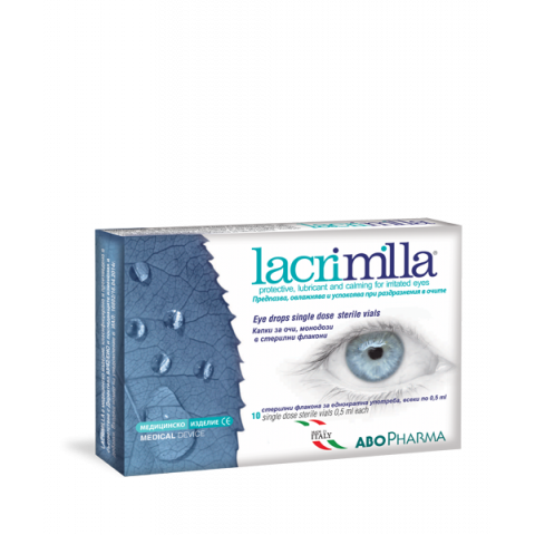 Снимка на Лакримила капки, Предпазва, овлажнява и успокоява при раздразнение в очите, 0.5мл, 10 дози, Abopharma за 15.38лв. от Аптека Медея