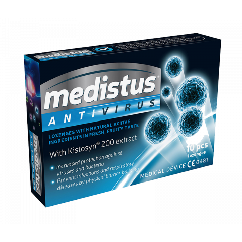 Снимка на Medistus Antivirus (Медистус антивирус) Таблетки за смучене за защита при раздразнено гърло, 10 бр. за 12.19лв. от Аптека Медея