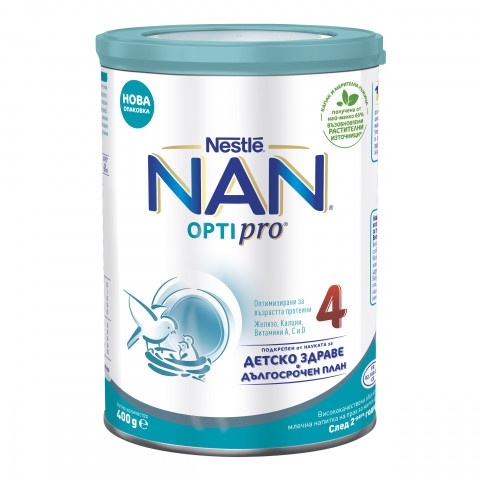 Снимка на NAN Optipro 4 Висококачествена обогатена млечна напитка за малки деца от 2-рата година х 400гр за 18.71лв. от Аптека Медея
