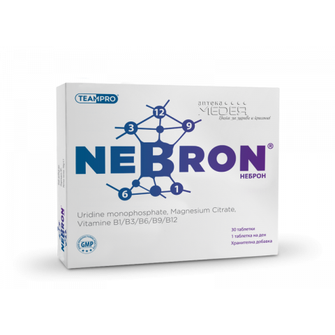 Снимка на Неброн за периферна нервна система, с магнезий, витамини B1,B3,B6,B9,B12, 30 таблетки за 29.59лв. от Аптека Медея