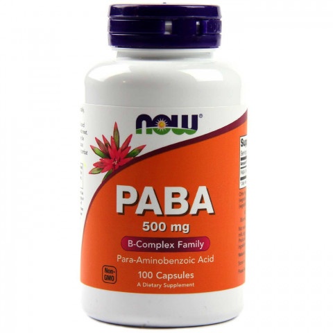Снимка на Paba (Паба-Парааминобензоена киселина), антиоксидант, благоприятен за коса и кожа, 500мг, 100 капсули за 29.99лв. от Аптека Медея
