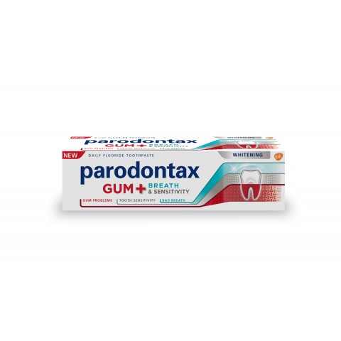 Снимка на Избелваща паста за чувствителни зъби и венци, 75 мл. Parodontax Gum, Breath & Sensitivity Whitening за 14.69лв. от Аптека Медея