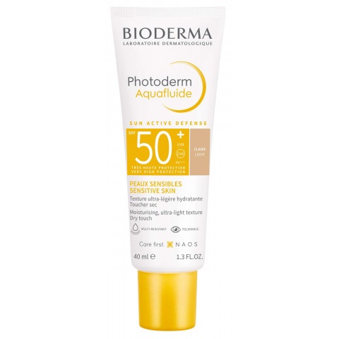 Снимка на Слънцезащитен тониран флуид за лице, светъл цвят, 40 мл., Bioderma Photoderm Aquafluide SPF50+ за 29.92лв. от Аптека Медея