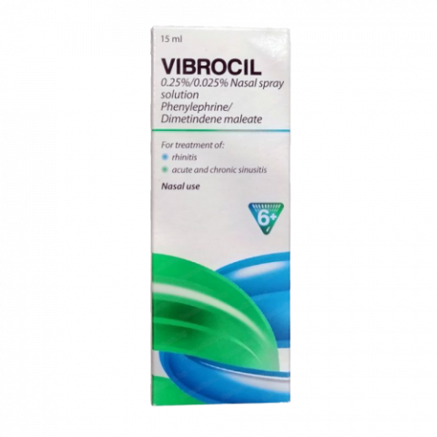 Снимка на Виброцил спрей за нос 2.5/0.25мг, 15мл за 14.99лв. от Аптека Медея