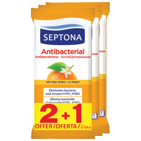 Снимка на Septona Orange Blossom антибактериални мокри кърпи 2+1 за 2.19лв. от Аптека Медея