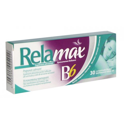 Снимка на Реламакс B6, Успокояващ препарат, с маточина, магнезий, витамин B6, 30 таблетки, Фарма Суис за 12.89лв. от Аптека Медея