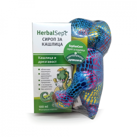 Снимка на HerbalSept Сироп за кашлица и дрезгавост, 100 мл. + играчка, Dr. Theiss за 10.49лв. от Аптека Медея