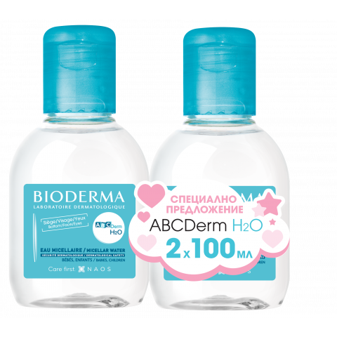 Снимка на Bioderma ABCDerm H2O мицеларна почистваща вода за бебета 100мл x 2 за 14.59лв. от Аптека Медея