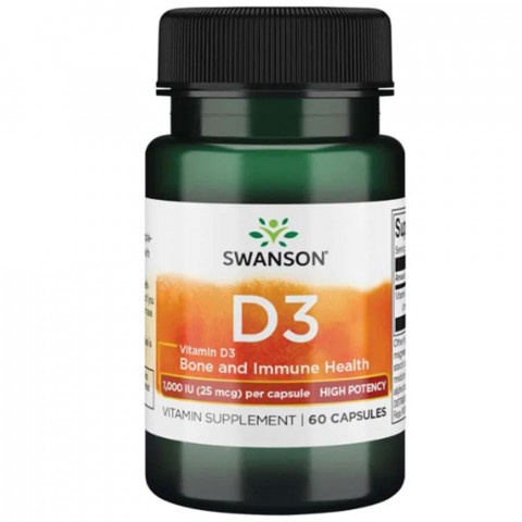 Снимка на Витамин D3 25мкг капсули х 60, Swanson за 12.89лв. от Аптека Медея