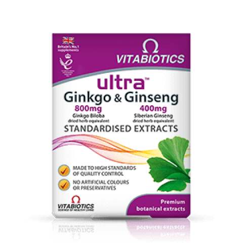 Снимка на Женшен Ултра + Гинко билоба, 60 таблетки, Vitabiotics за 24.19лв. от Аптека Медея