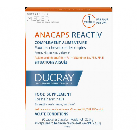 Снимка на Ducray Anacaps Reactiv Хранителна добавка за коса и нокти х 30 за 43.59лв. от Аптека Медея
