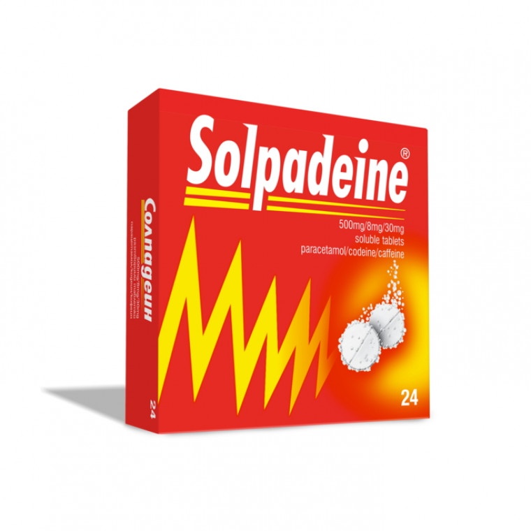 Solpadeine (Солпадеин), с парацетамол, кодеин фосфат, кофеин, 24 .