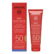 Apivita SPF50 слънцезащитен хидратиращ и освежаващ тониран гел-крем за лице 50мл.