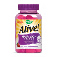 Alive! Hair, Skin & Nails - коса, кожа и нокти желирани таблетки 390мг х 60, Nature`s Way