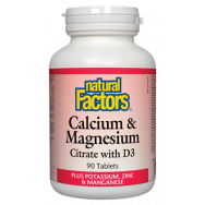 Калций, магнезий, витамин D + Калий и цинк, 526мг, 90 таблетки, Natural Factors