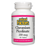 Хром Пиколинат за поддържане на нормални нива на кръвната захар, 250мкг. Х 90 таблетки, Natural Factors Chromium Picolinate