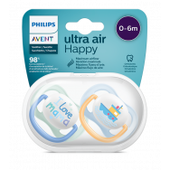Avent Ultra Air Happy Boy ортодонтичнa залъгалкa от 0 до 6 месеца х 2 броя