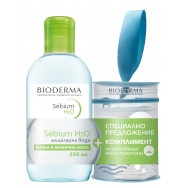 Мицеларна вода за мазна и акнеична кожа 250 мл + Почистващи меки тампони, Bioderma Sebium H2O