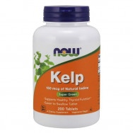 Kelp (Келп), с йод, Подпомага нормалното функциониране на щитовидната жлеза, 150мкг, 200 таблетки, Now foods