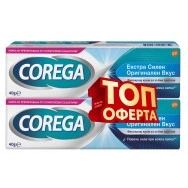 Фиксиращ крем за зъбни протези с мента, 2 броя х 40 г. Corega Extra Strong 
