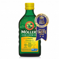 Норвежко масло от черен дроб на риба треска, Омега-3, витамини А-D-E, вкус-лимон, 250мл, Moller's