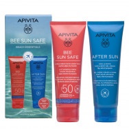 Слънцезащитен хидратиращ и освежаващ крем за лице и тяло 100мл. + Успокояващ и охлаждащ крем за след слънце 100 мл. Apivita SPF50