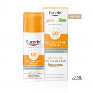 Оцветен слънцезащитен гел-крем за лице с мазна кожа в тъмен цвят, 50 мл. Eucerin Sun Oil Control SPF50+