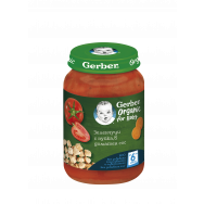 Пюре зеленчуци с пуйка, в доматен сос, за бебета от 6-ия месец ,190 г., Nestle Gerber Organic