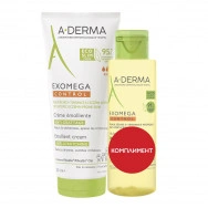 A-Derma Exomega Control Емолиентен крем за тяло 200 мл. + Exomega Control Почистващо душ-олио 100 мл.