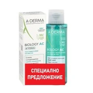 A-Derma Biology-AC Hydra Компенсиращ крем за лице 40 мл. + Biology-AC Почистващ пенещ се гел 100 мл.
