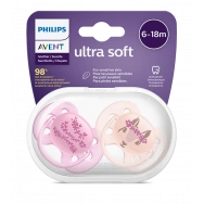 Avent Ultra Soft Ортодонтични залъгалки цветя, за бебета от 6 - 18 месеца, х 2 броя, Philips