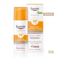 Oцветен слънцезащитен гел-крем за лице в тъмен цвят, 50 мл. Eucerin Sun Pigment Control SPF50+