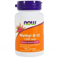 Метил Витамин Б12, Хранителна добавка, благоприятен за нервната система, 1000мкг, 100 дражета, Now Foods