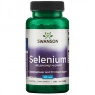 Селен (Л-селенометионин) - спомага за нормалната функция на щитовидната жлеза 100мкг капсули х 200, Swanson