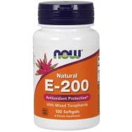 Витамин Е, 200IU, 100 капсули, Now Foods